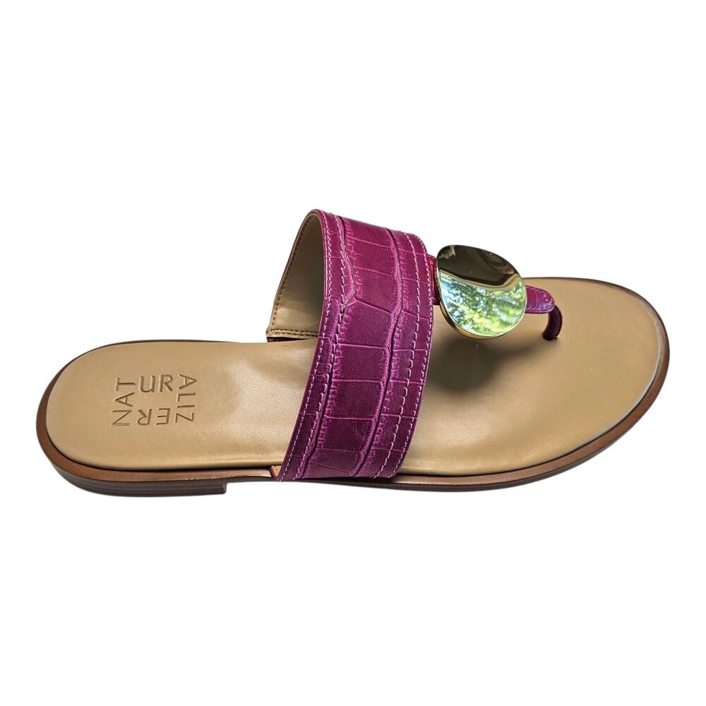 NATURALIZER Women's 9.5 Frankie Sandals Hibiscus Pink Gold Accent Thong NEW
